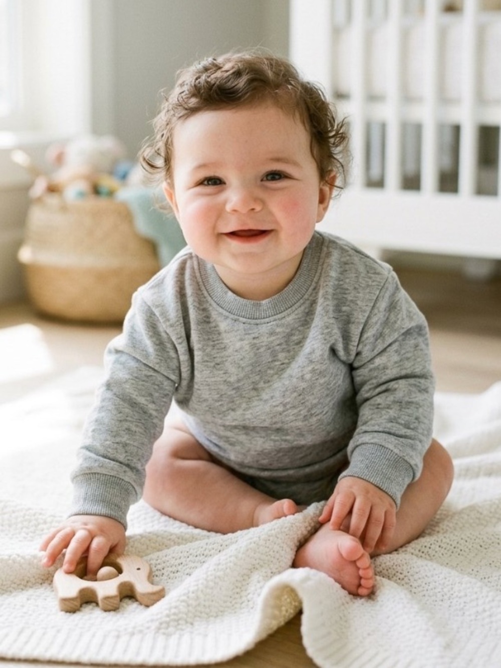 Miles Baby Basic Heather Grey Crew Neck Sweatshirt Size 6 Months